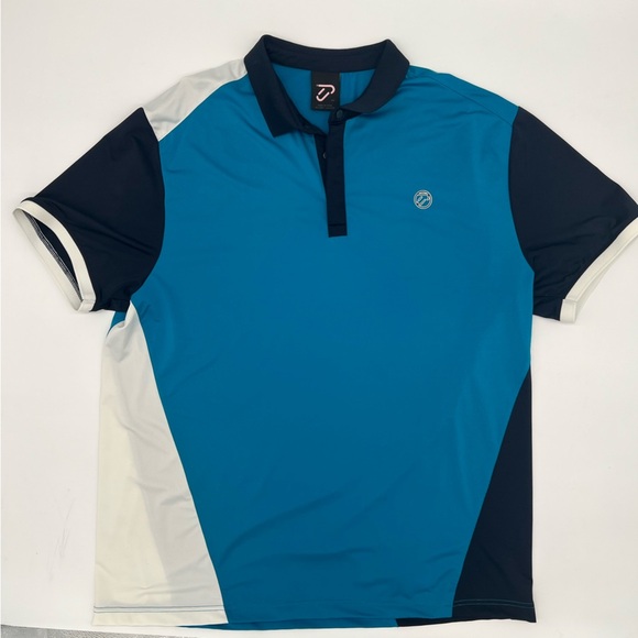 IJP Design Men’s XXL Polo Shirt Blue Navy White Colorblock Golf Top Stretch - Picture 1 of 12